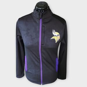Fanatics NFL Vikings Track Jacket Mens S Full-Zip Mock Neck Athletic Fit Sporty